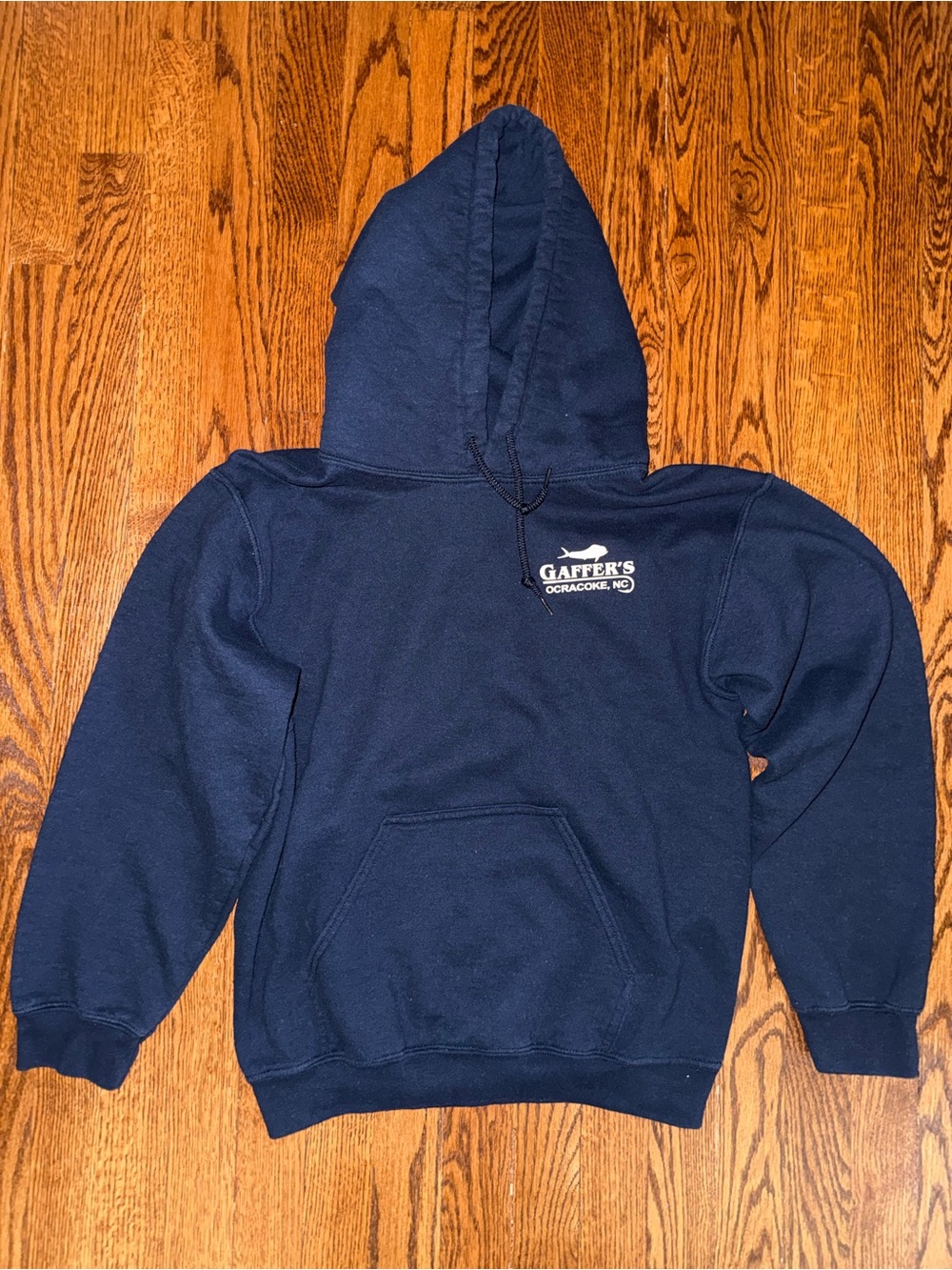 Gildan Navy Hooded Sweatshirt with White Logo